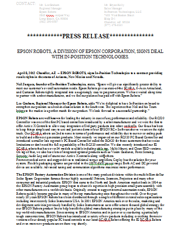 Epson Press Release