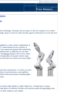6-axis Robot Press Release